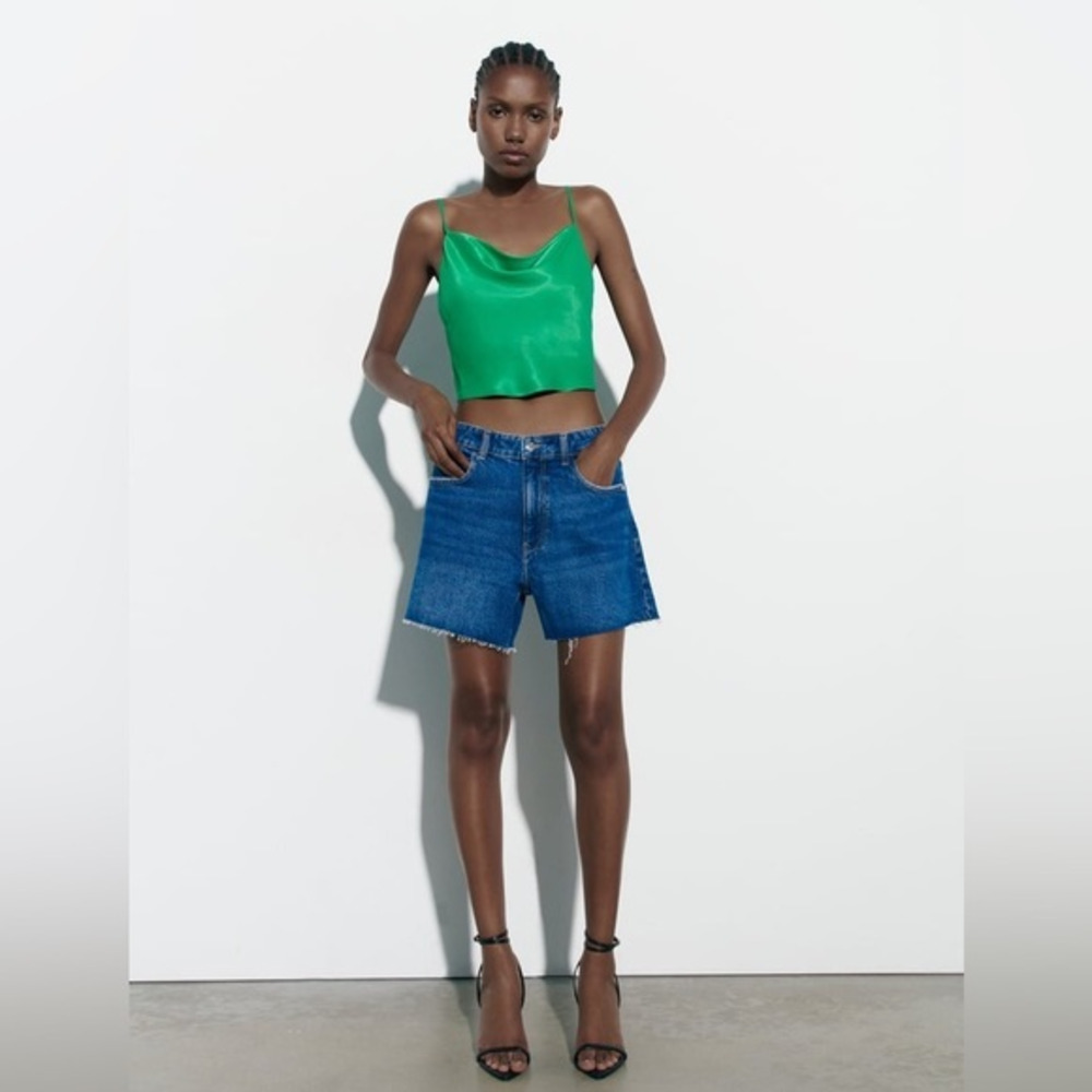 Green satin‎ Zara halter top